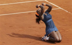 Serena Williams celebrates winning her second French Open (Thanks to telegraph.co.uk) 
