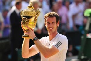 A sight few expected to see: Murray holding the Wimbledon trophy. (Thanks to abc.net.au)